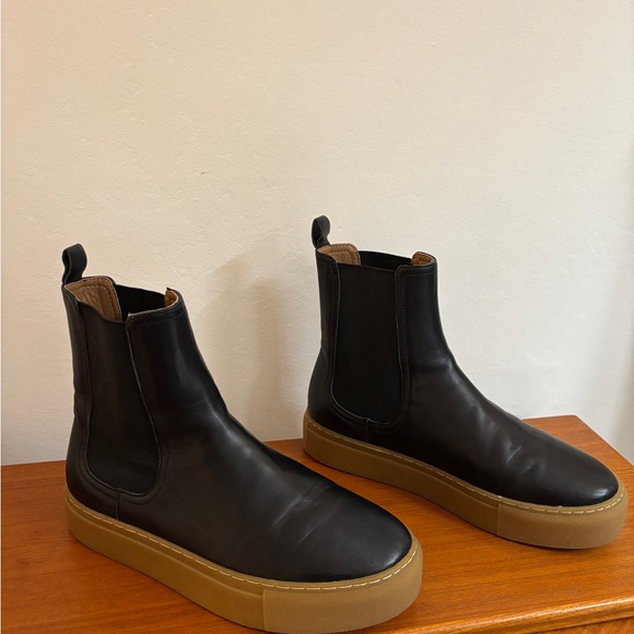 Monoprix Paris Black Leather Ankle Bootie Size 39 - Picture 3 of 6